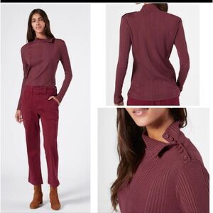 NWT Joie Lanigan Long Sleeve cotton top in Burnt Currant